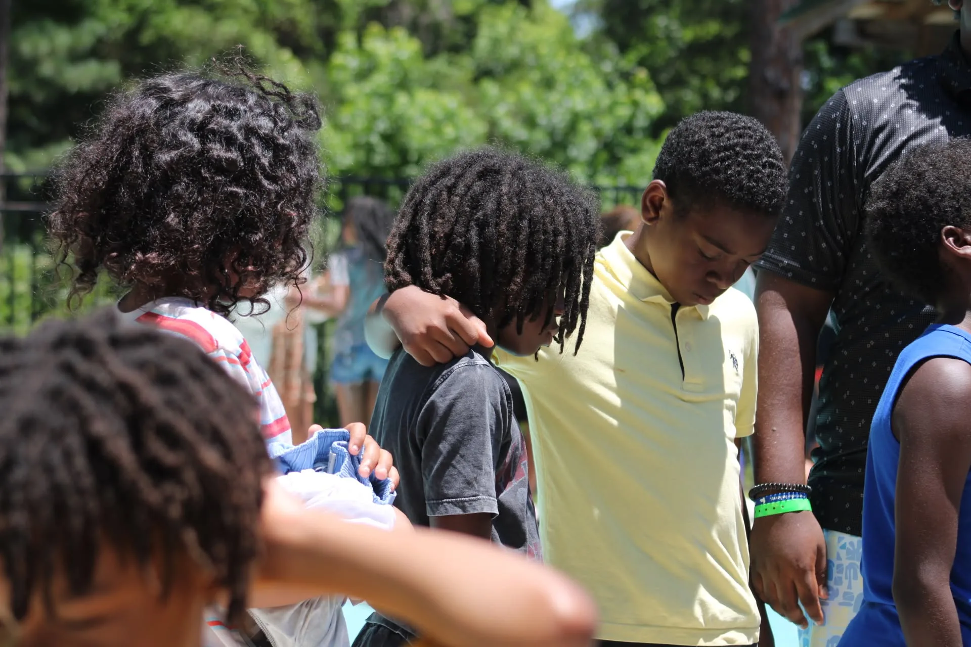 Campers in prayer